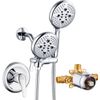 Dual Shower Head System w/ Handheld 5-Spray, 71” Hose & Valve Kit - Chrome