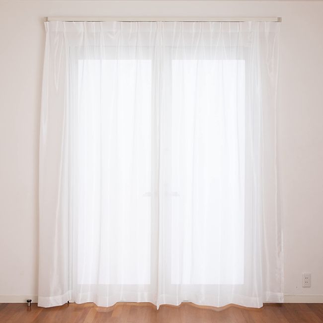 Curtain Laboratory [Mirror Effect Plain Lace, White] Width 39.4 x Length 52.4 inches (100 cm) x Length 52.4 inches (133 cm), Set of 2, Non-See Through Mirror, UV Protection, Washable, Adjuster, Hook