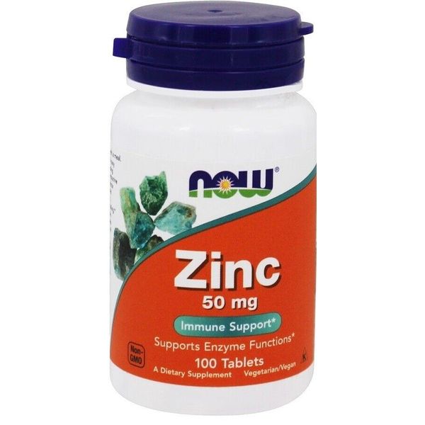 NOW Foods ZINC Boost Virus Cold Flu Immune Enzyme Support 50mg 100 tabs 7/25