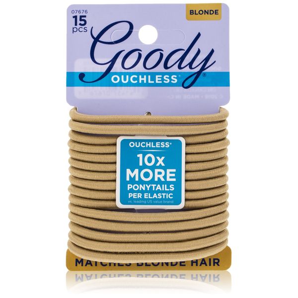 GOODY Ouchless Braided Elastics, 4 mm, Blonde, 15 Count