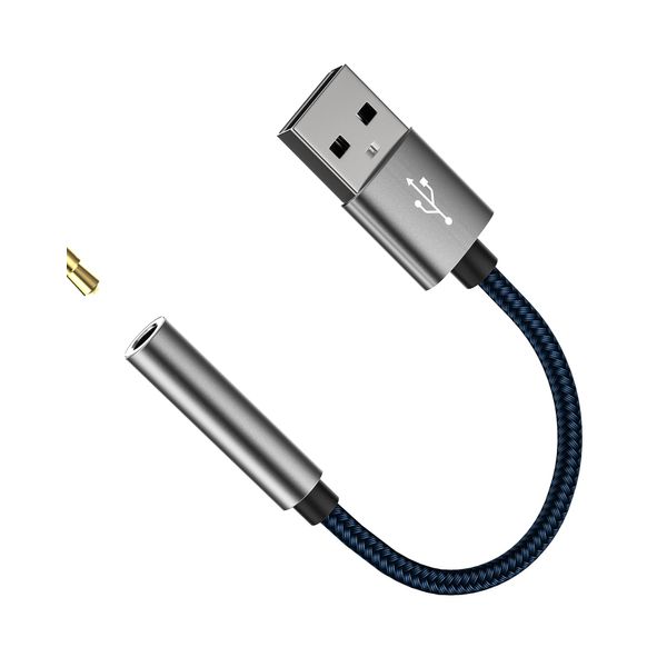 USB Converter 3.5mm Earphone Jack Adapter Compatible iPhone DAC Aux Microphone Audio Splitter Tablet Android PC Extension Cable Audio Interface Headphone PC Android Speaker Converter Adapter 3.5mm