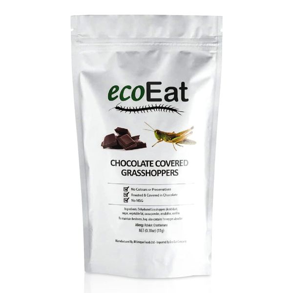 Edible Bugs Dark Chocolate Covered Grasshoppers by ecoEat – 11g Pack - Edible Insects Candy Grasshoppers - Snack Food Gifts