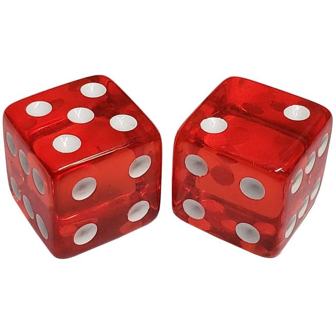 Large 3/4" Red Transparent Dice Pair