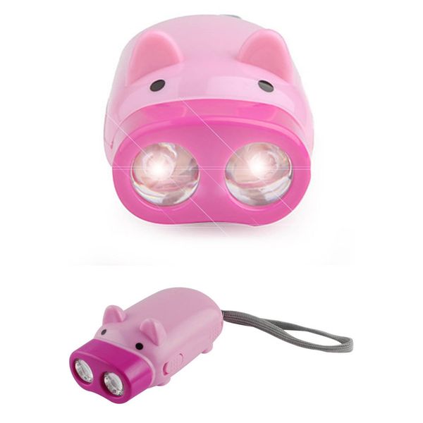 Pig Shaped Dynamo Pump Up Emergency Torch Super Bright LED Flashlight by PK Green