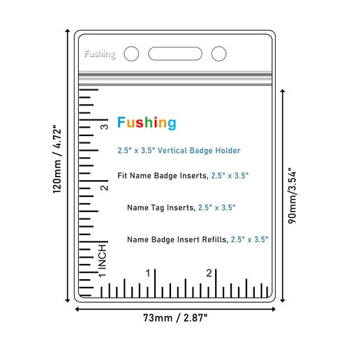 Fushing Pack of 50 Clear Plastic Vertical Badge Holders, Name Tag Holders, Card Holders (Medium)