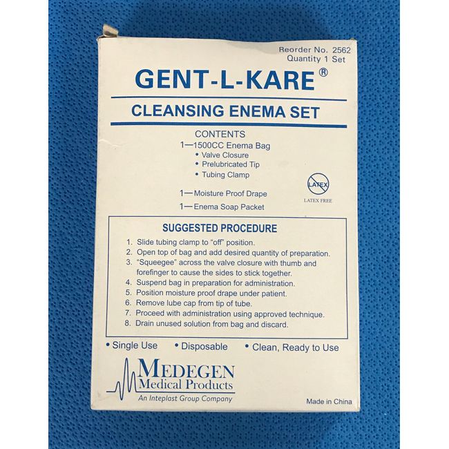 Medegen 2562 Gentle Cleansing Enema Set, 1500CC - 1 kit