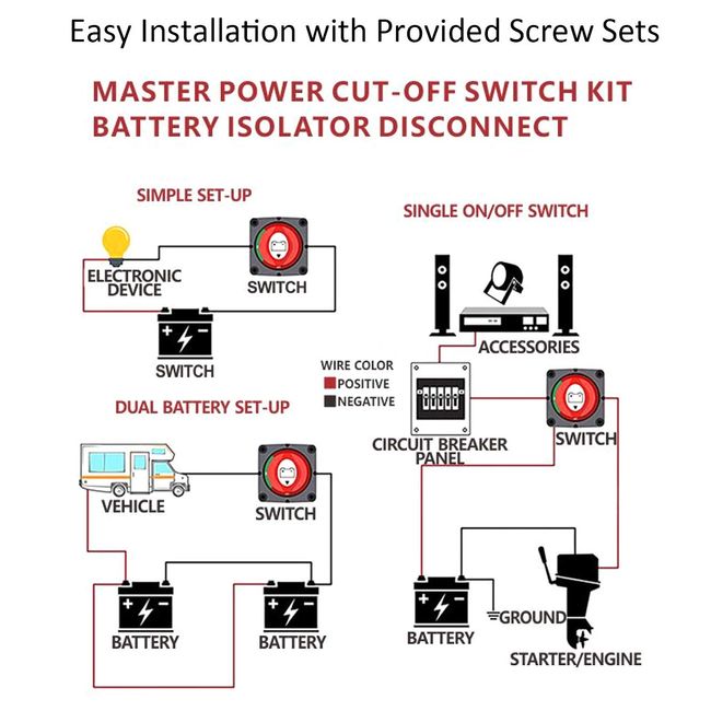 Car Battery Disconnect Switch Power Cut Off Kill Switch With