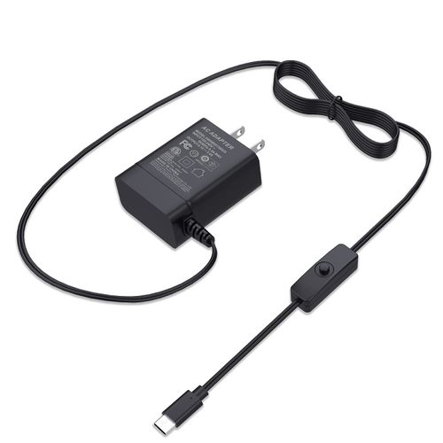 Miuzei Raspberry Pi 4 Power Supply, USB-C (Type C) Cable 5.1V 3A with Charger Cord Switch AC Adapter, Compatible Raspberry RPi 4 Model B 1GB / 2GB / 4GB / 8GB Version PSE Certified