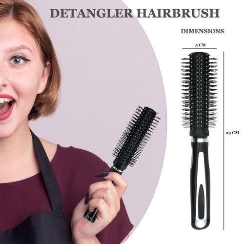 Black 24cm Vented Round Hairbrush Make Up Accessory Detangling Hairbrush Ladies Gift