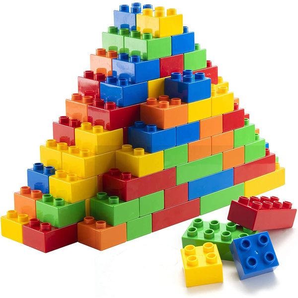 Prextex Premium Jumbo Colorful STEM Building Blocks Set (50pcs) - The Perfect Stocking Filler - Inspire Creativity and Learning with Ideal Preschool Construction Toy for Kids