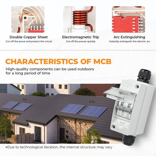 Pjerjzn Solar Panel Disconnect Switch 1000V 60A PV Shut Off Switch Outdoor Circuit Breaker Box for Solar PV Homes Battery (60Amp)
