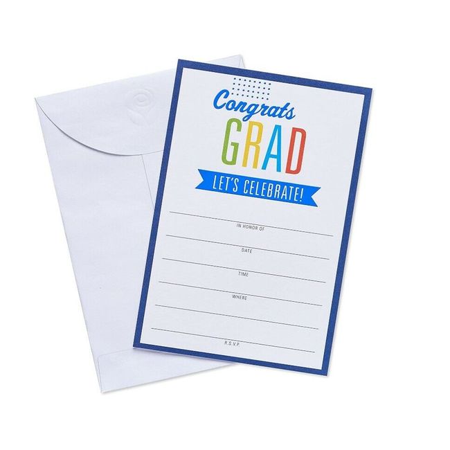 American Greetings 50 Count Congrats Grad Invite Postcards, Blue NEW E10C