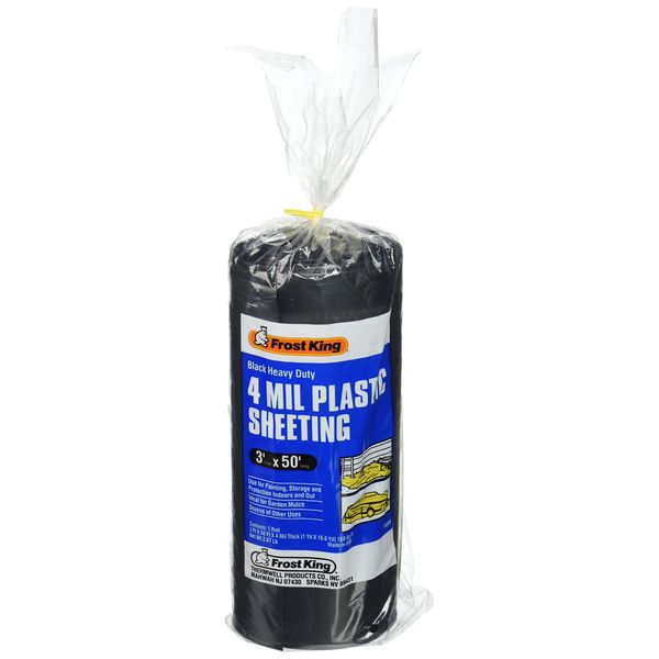 Frost King P350BW 350B Polyethylene Sheeting, 3' x 50' x 4 Mil, Black