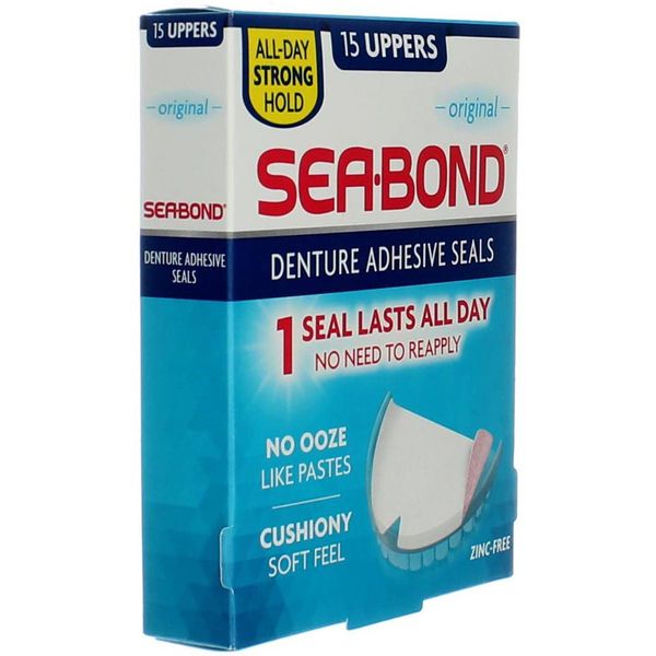 Sea-Bond Denture Adhesive Wafers Original, Uppers - 15 ea., Pack of 5