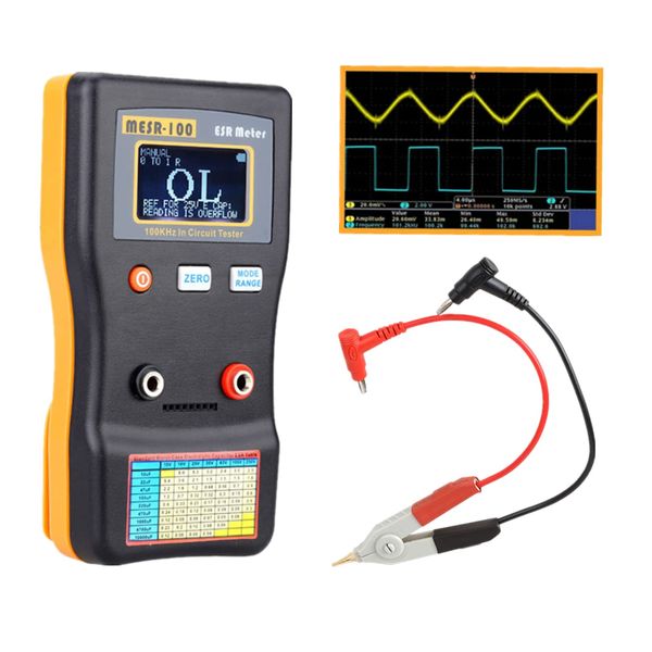 MESR-100 Capacitor Tester V2, Geevorks Professional Capacitor Tester, Ohm Meter 0.001-100.0R with SMD Test Clip, Auto-Ranging Capacitor for Measuring Capacitance Resistance Circuit