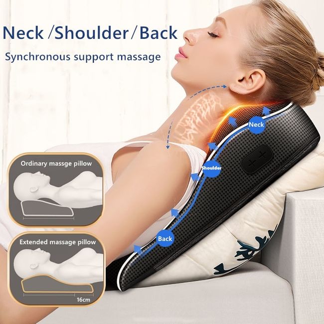 Electric Shiatsu Neck & Back Massager Car Cervical Spine Support Neck  Traction Pillow Kneading Vibration Airbag Cushion Massage