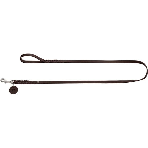 HUNTER Leash Solid Education, 16/100 Soft genuine cow leather, dark brown