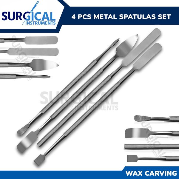 4 Pcs Spatula Sets Surgical Veterinary Dental Instruments Stainless German Grade