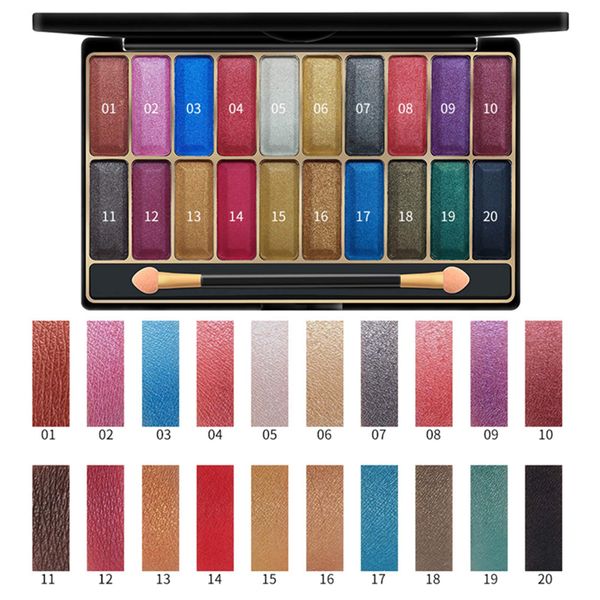 DISAAR BEAUTY Shiny 20 Color Wet Eye Shadow Palette Makeup Glitter 3D Gold Talcum Powder Waterproof Advanced Nano Technology Long-Lasting Effect 27g (MT 1#)