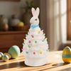 Ceramic Easter Bunny Tree Figurine w/ LED Light,Collectible Holiday Gift Decor🔥