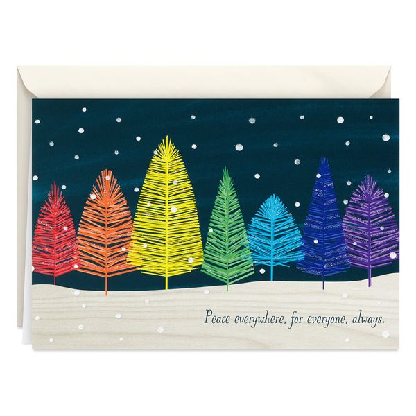 Hallmark Boxed Christmas, Rainbow Trees (16 Cards and 17 Envelopes)