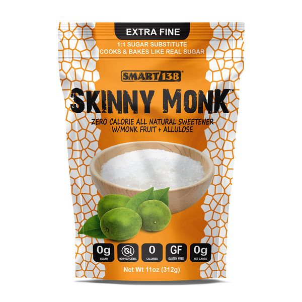 Skinny Monk - Allulose Sweetener w/Monkfruit, 1:1 Sugar Substitute, Keto Friendly, Zero Net Carbs, Non-Glycemic (Granular, 11oz)