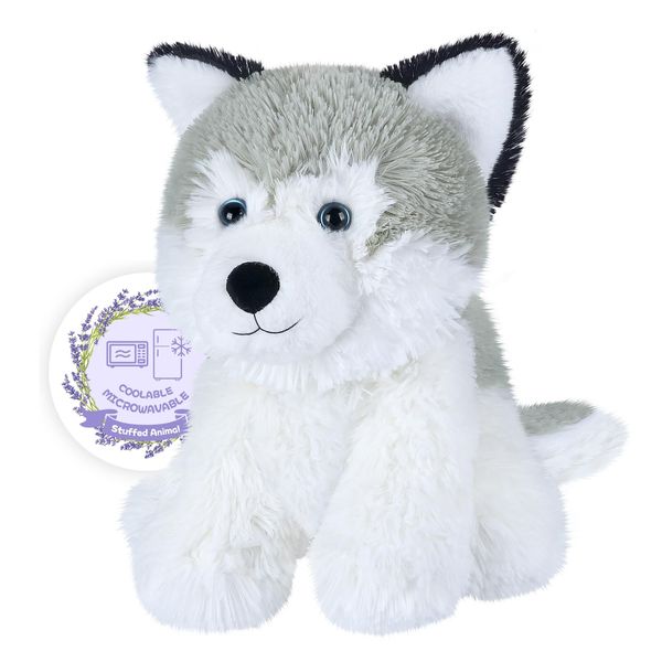 SuzziPals Warmable Husky Stuffed Animal, Microwavable Heating Pads for Cramps & Pain Relief, Microwavable Stuffed Animals with Lavender Scent, Dog Plush Toys for Companion, Stuffed Puppy Dog Gifts