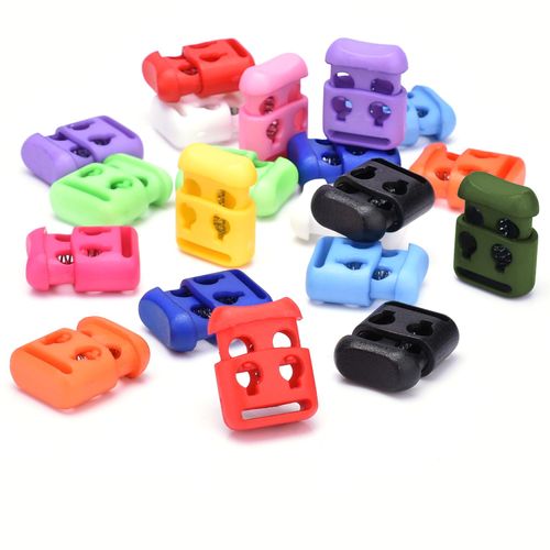 20PCS Assorted Colors Plastic Cord Locks for Drawstring, Paracord Spring Toggle Stopper Clasp Elastic Shoeslace Lock Sweatpants Backpack String Clips Bungee Swim Goggles Replacement