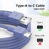 DIGIFORCE USB Cable [Type A / Type C] Long Type, Equipped with 56k Ohm Register, Data Transfer, Smartphone Charging, Compatible with iPhone 15/Android/Tablet/Laptop Cable, Nylon Mesh Material (6.6 ft
