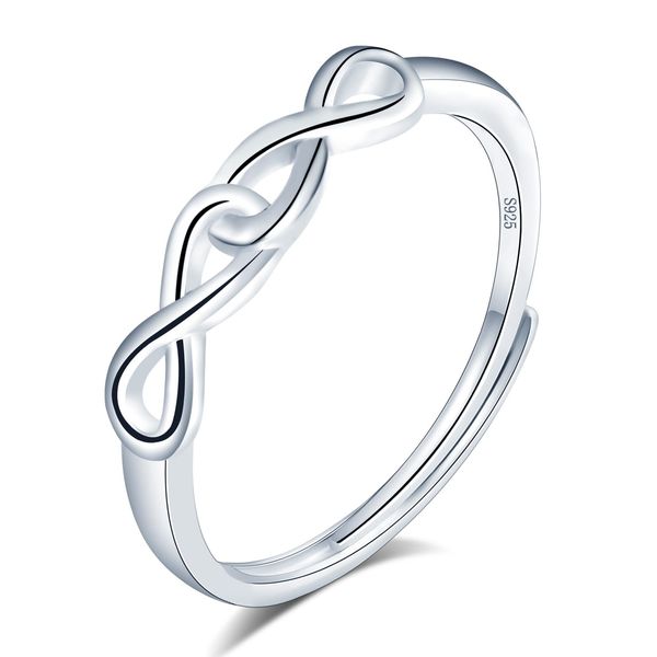 VIKILEE 925 Sterling Silver Ring, Eternity Symbol, Adjustable Size Girlfriend Engagement Ring