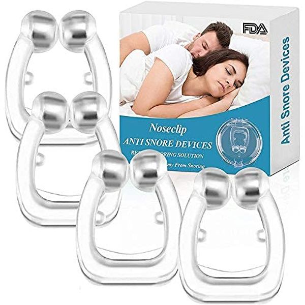 JJA Silicone Magnetic Anti Snore Clips, 4 Pcs Anti Snoring Solution, Easy to Use, Made with Comfortable Material, Anti Snoring Device for Men & Women, Use to Promote Breathing & Comfortable Sleep