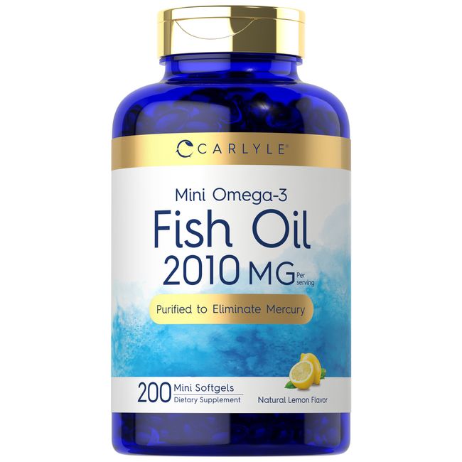 Fish Oil 2010mg | 200 Omega-3 Mini Softgels | Lemon Flavor, Non-GMO | by Carlyle