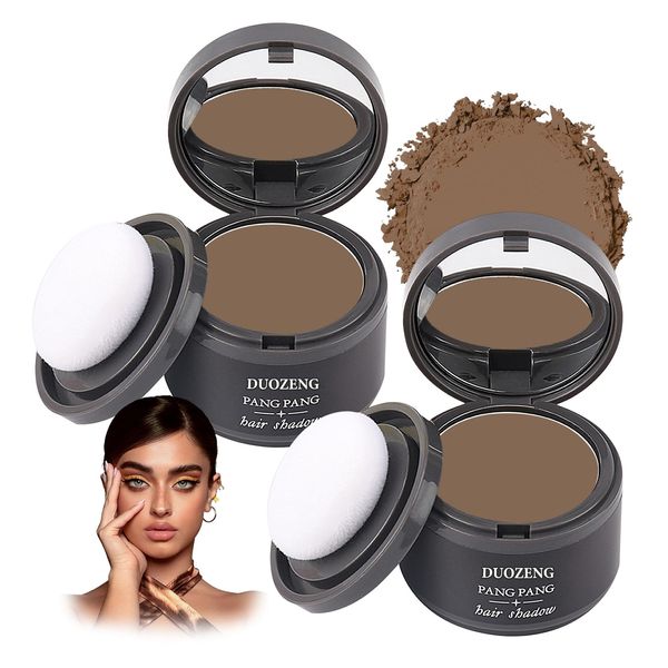 Hairline Powder Root Touch Up Hair Powder,Hairline Shadow Root Cover Up Hair Toppers for Women & Men,Hairline Shadow Powder Stick Hair Root Touch Up for Thinning Hair Dark Brown 2P