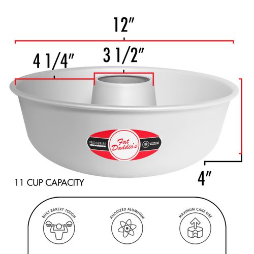 Fat Daddio's RMP-12 Anodized Aluminum Ring Mold Pan, 12 x 4 Inch, Silver