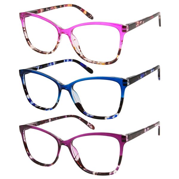 Dolarosey Blue Light Blocking Reading Glasses 3 Pack Women Large Frame Computer Reader (1.5)