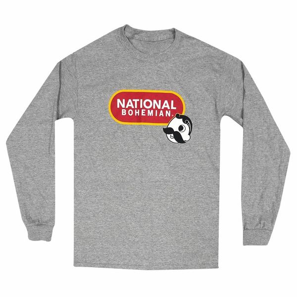 National Bohemian Beer (Sport Grey) / Long Sleeve Shirt - Large / Grey