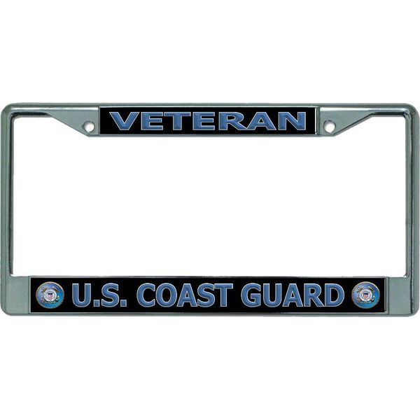 U.S. Coast Guard Veteran Chrome License Plate Frame