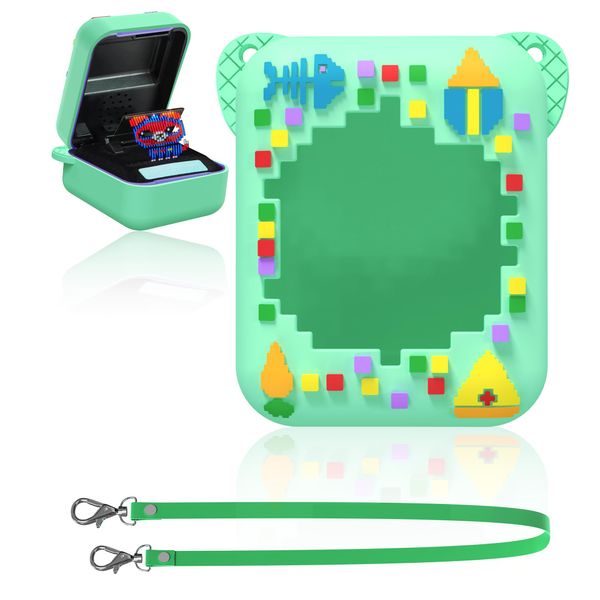 FIOPAZ Silicone Case for Bitzee Digital Pet with Lanyard, Protective Skin Sleeve for Bitzee,Bitzee Case Accessories,Bitzee Interactive Toy Digital Pet Case(Mint Green)