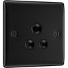 Nexus Metal Matt Black Single Round Pin Unswitched 5A Socket (Black Insert)