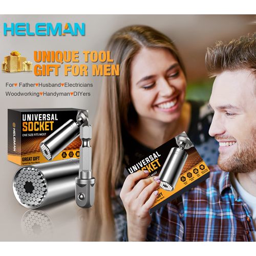 Super Universal Socket Tools Gifts for Men - Valentines Day Gifts Mens Gift Socket Set with Power Drill Adapter(7-19 MM) Cool Stuff Gadgets for Men Women Birthday Gift for Dad Husband Fathers Day
