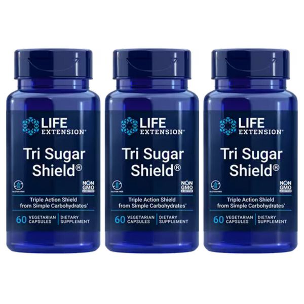 TRI SUGAR SHIELD BLOOD SUGAR GLUCOSE SUPPORT 3 BOTTLE 180 Capsule LIFE EXTENSION