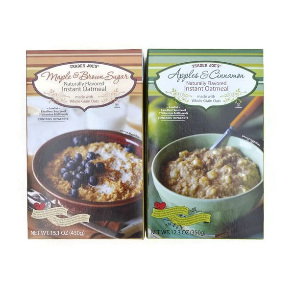 Trader Joe's Naturally Flavored Instant Oatmeal (Variety Pack of 2): Maple & Brown Sugar and Apples & Cinnamon