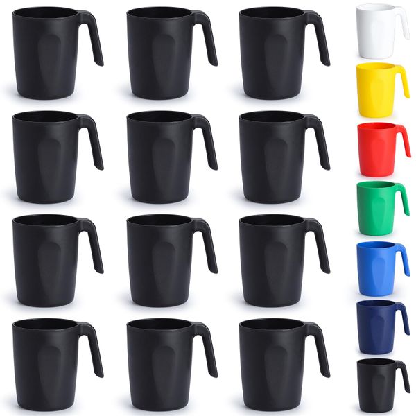 Kyraton Kunststoffbecher Set 12 teilig, unzerbrechliche und wiederverwendbare leichte Reisekaffeetassen, Espressotassen, leicht zu tragen und zu reinigen, mikrowellengeeignet, spülmaschinenfest