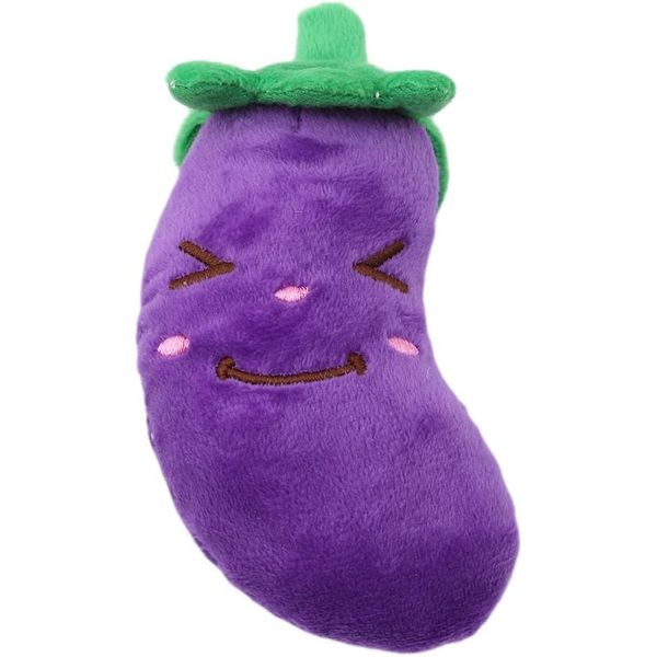 LNYMZD Purple Eggplant Squeaky Toys Cute Fruits Vegetables Plush Puppy Chew Soft Toy, Pet Supplies