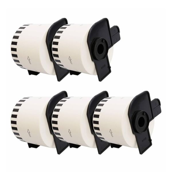 Pack 5 Rolls Compatible DK22205 Continuous Length Paper White Tape Roll 62mm Wide