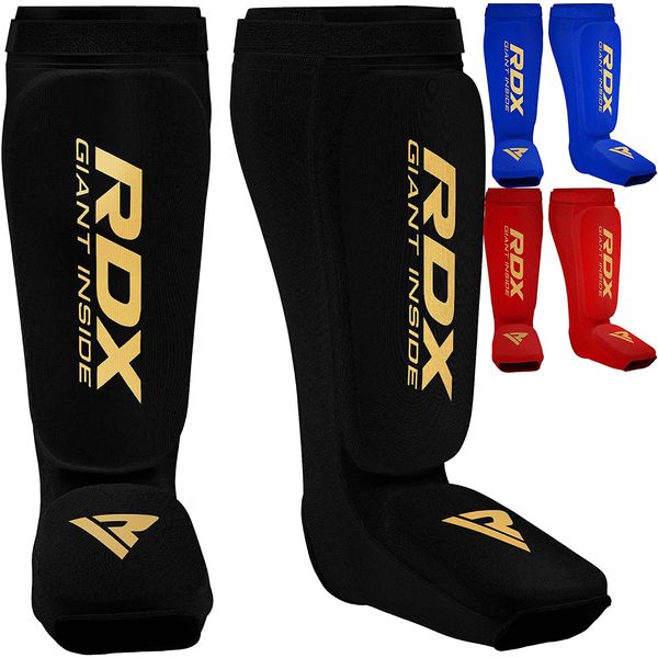 RDX Shin Guard, EMMAA FIGMMA Certified Product, Leg Guard, Kickboxing, Muay Thai, Martial Arts, Kicks, Practice, Legers, Knee Shin, Protection, Adult, Men's, Women's, Genuine Japanese Product (Black,