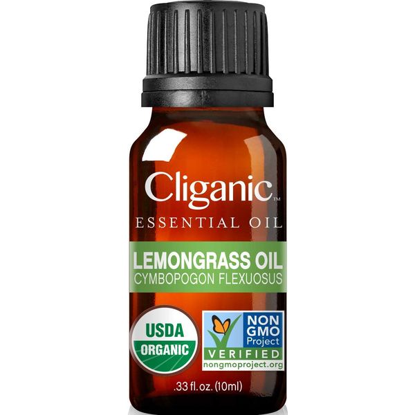 Cliganic USDA Organic Lemongrass Essential Oil - 100% Pure Natural Undiluted, for Aromatherapy Diffuser | Non-GMO Verified