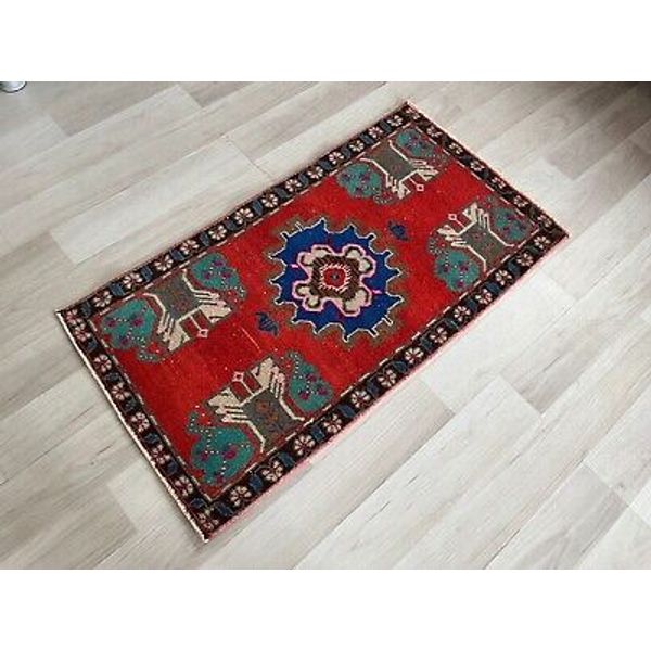 Small Rug,Bathroom Rug,Small Rug 1,6 x 3,0 ft Primitive Rug,Turkish Rug,Doormat