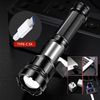 Powerful Long Range LED Flashlights Rechargeable Side Light Zoom Tactical Torch