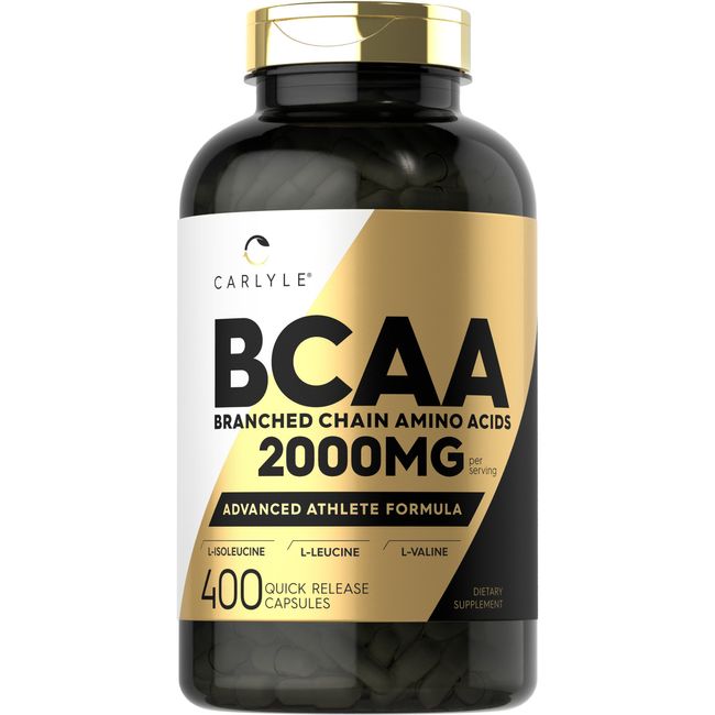 BCAA Amino Acids | 2000mg | 400 Capsules | Branch Chain Amino Acids | Carlyle